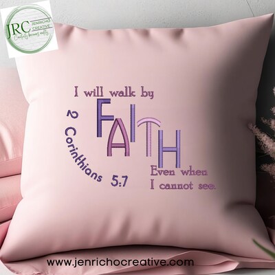 Faith - Corinthians 5:7 Embroidered Pillow Cover - image4